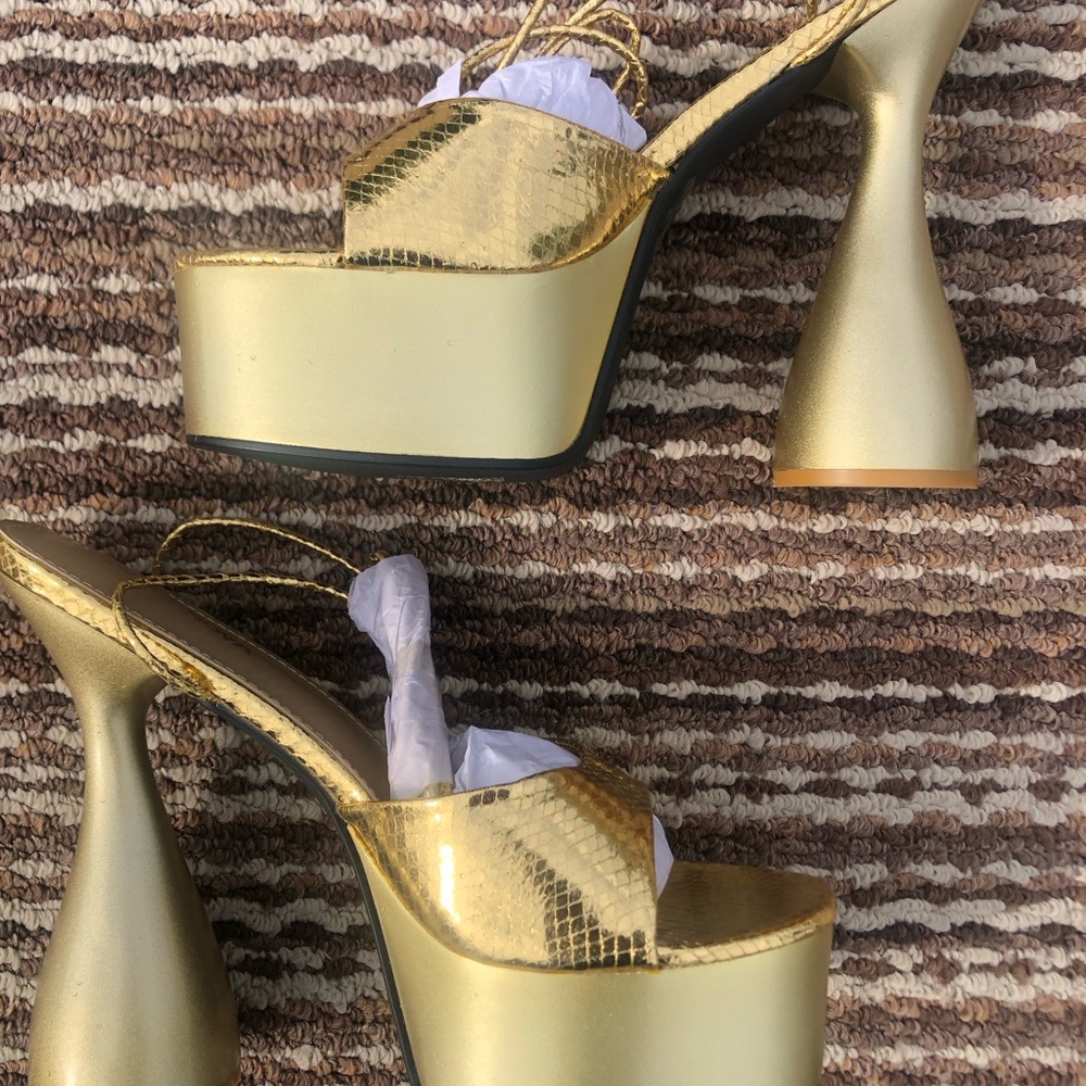 Fashion Nova Gold Platform Heels